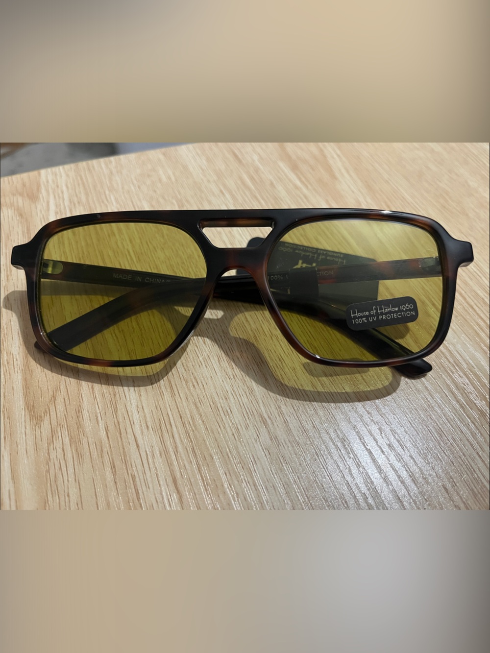 House of Harlow 1960 Tortoiseshell Sunglasses with Yellow Lenses